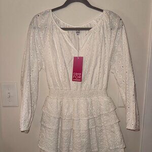 Cake For Dinner White Eyelet Long Sleeve Dress